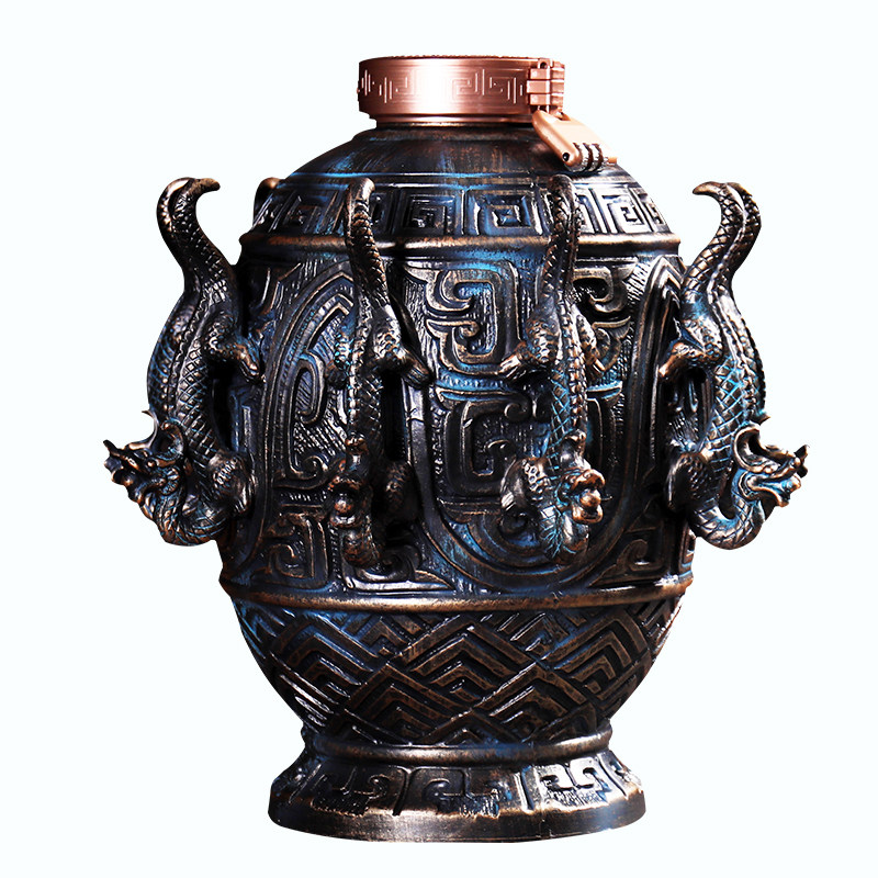颜色釉陶瓷酒瓶景德镇雕刻复古