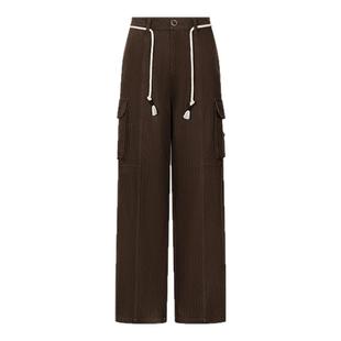 BALIANG「捌樑」重磅人纹肌理全棉酵洗工装宽松直筒长裤休闲裤