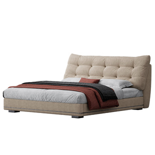 诚骏布艺软包床轻奢现代简约双人床主卧大床高端别墅奶油风云朵床