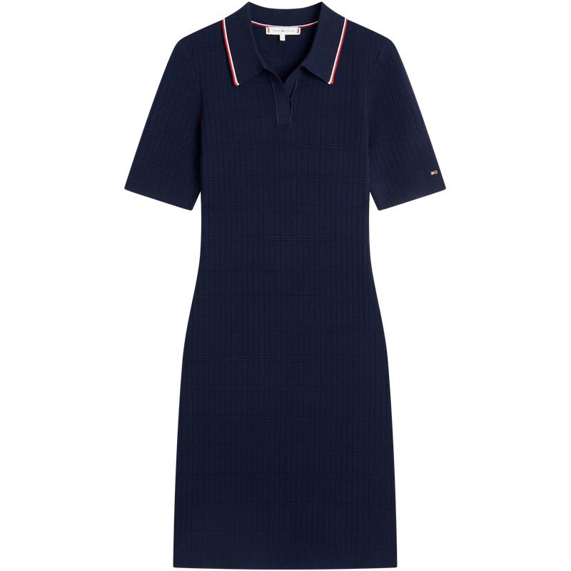 Tommy女装条纹肌理V字领POLO裙