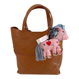 多尼古乐尼泊尔手工羊毛毡挂件粉色流苏小马包挂钥匙扣车挂饰礼物