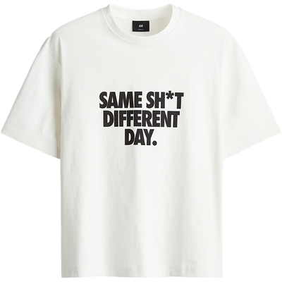 HM男装女装T恤春季重磅印花透气时尚情侣短袖摇滚乐队t恤1238203