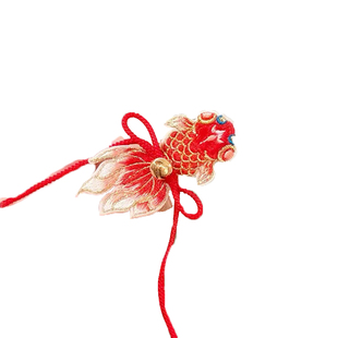 红色流苏锦鲤发夹儿童新年喜庆汉服古风头饰女童过年发卡头绳发饰