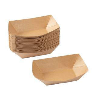 牛皮纸船盒一次性餐盒小吃纸盘子敞口烧烤餐盘炸鸡薯条船型打包盒