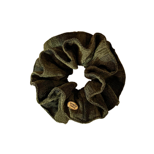 复古小众绿色布艺双层大肠发圈女高级感气质头饰扎头发发绳超大