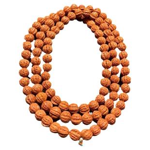 粗筋京八棱核桃手串108颗男款男士脖挂文玩桃胡长串龙纹桃核项链