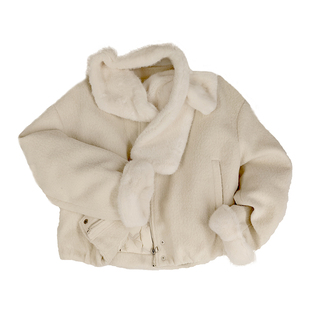 pinhan2025冬新款90白鸭绒羊毛呢羽绒服女仿水貂拼接保暖短款外套