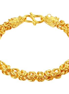 沙金手链男霸气龙头ins女款貔貅毛毛虫越南镀金假黄金宽版手表链