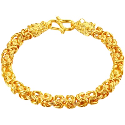 沙金手链男霸气龙头毛毛虫手表链