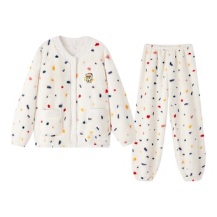 BE蜡笔小新睡衣女款冬季珊瑚绒长袖冬天毛绒家居服秋冬加绒加厚冬