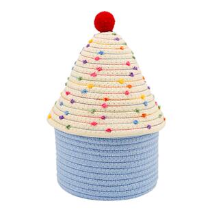 多巴胺棉线编织收纳筐可爱客厅零食杂物储物盒卧室化妆品整理篮子