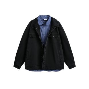wtmp日系复古设计假两件衬衫牛仔外套男女秋季宽松休闲质感夹克