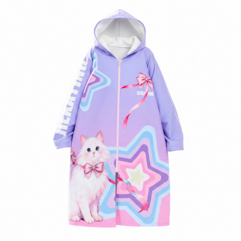 儿童游泳浴袍训练服连帽拉链