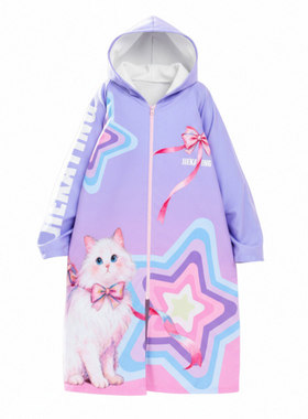 儿童游泳浴袍训练服连帽拉链