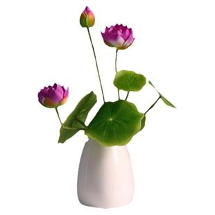 供桌花观仿真荷花套装摆件莲花音家居装饰塑料花假花花艺绢花摆设