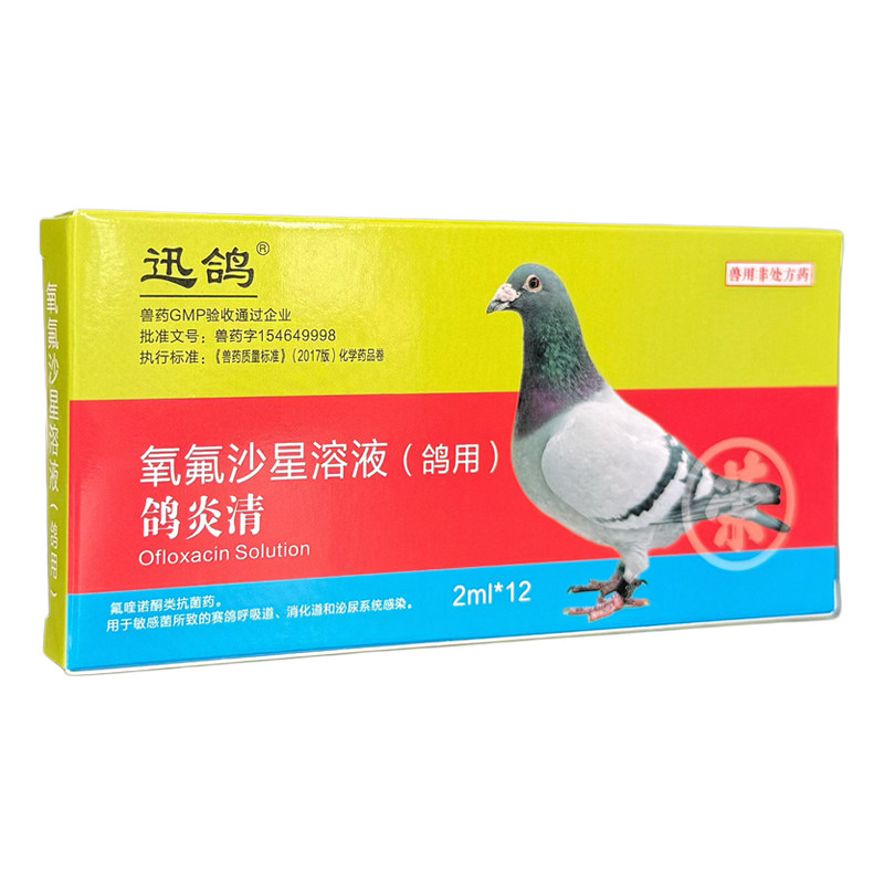 迅鸽氧氟沙星溶液鸽子专用药大肠杆菌呼吸道肠炎鼻炎肺炎治疗