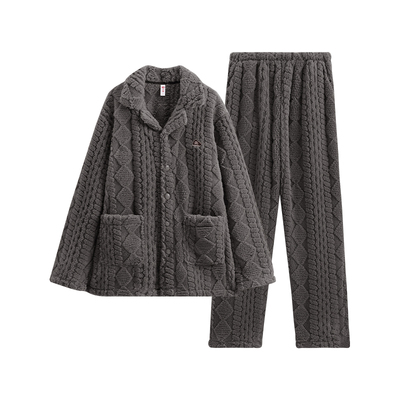 芬腾珊瑚绒睡衣男秋冬季保暖套装