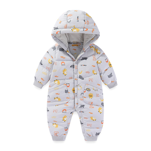 三木比迪婴儿羽绒连身衣冬季宝宝加厚保暖连体服三防面料商场同款