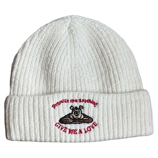 软糯加大头围狗头毛线帽子女冬天保暖显脸小宽松护耳包头针织帽男