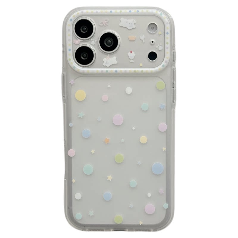 MoreRex 韩系ins彩色星星波点小狗适用苹果18手机壳磨砂iphone17promax新款18pro全包15防摔保护套14女16好看