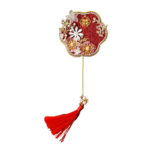 结婚喜庆团扇接亲新娘伴娘出嫁晨袍婚礼拍照道具中式迎亲扇子摆件