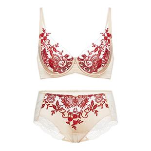 LACLOVER兰卡文闪耀艺术家蕾丝薄杯文胸内裤套装