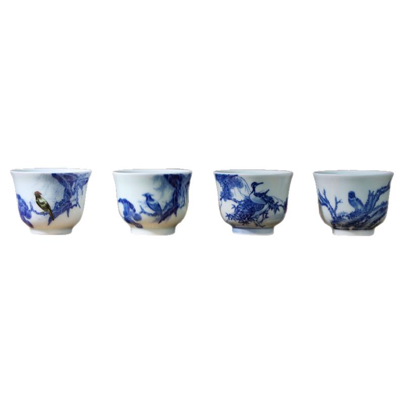 京德贵和祥手绘青花鸟品茗杯