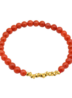 岁岁金金南红手链s925碎金子手串