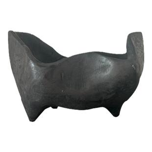 侘寂风复古实木托盘黑色元宝木质果盘点心盘创意做旧收纳盘摆件