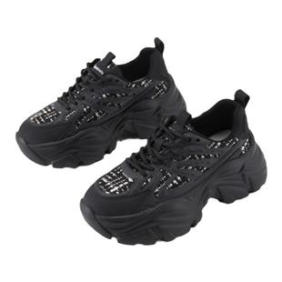 Aquascutum雅格狮丹英伦风时尚黑色高级百搭厚底增高休闲鞋女