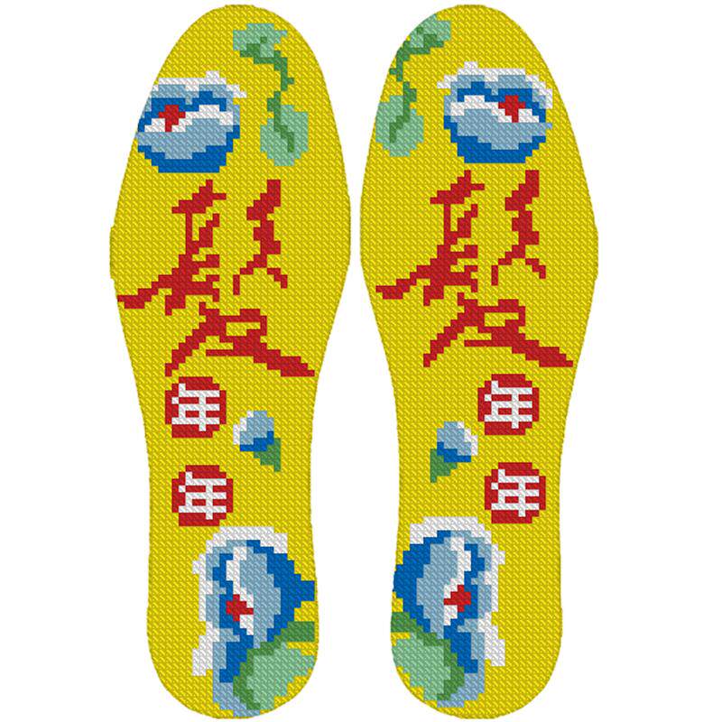 纯手工制作人工全满绣好的全纯棉布成品十字绣花鞋垫吸汗透气男女