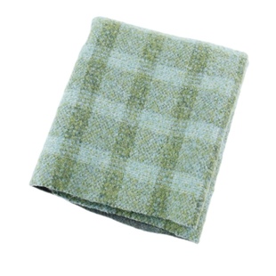 加厚全羊毛 绿色格子圈圈双面可剥毛料毛呢布料冬天大衣外套面料