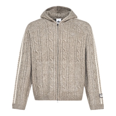 Adidas/阿迪达斯正品三叶草男士针织经典连帽保暖毛衣外套KU5618