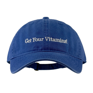 MUCUNXI 克莱因蓝Get Your Vitamins!标语刺绣棒球帽鸭舌帽子男女