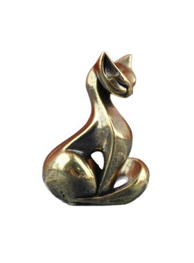 实心纯铜小猫咪几何卡通猫工艺品
