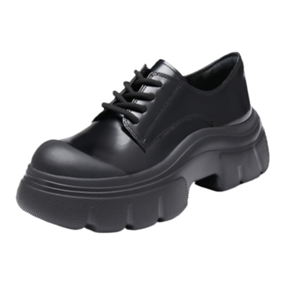 思加图秋季复古英伦风牛津鞋厚底增高黑色小皮鞋女鞋ESF15CM4