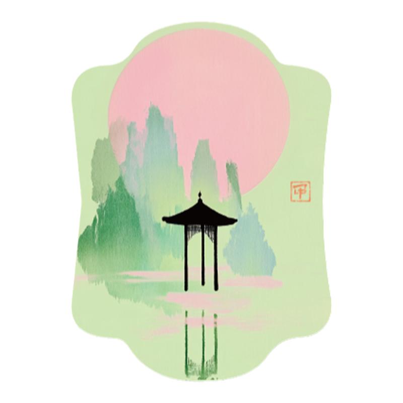 RETLPER反光贴纸 原创 山水古亭 国风新中式防水汽摩装饰贴纸