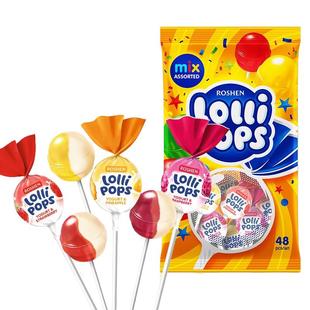 ROSHEN如胜丨LOLLIPOPS酸乳味水果棒棒糖果460g袋装双色乳酸菌味