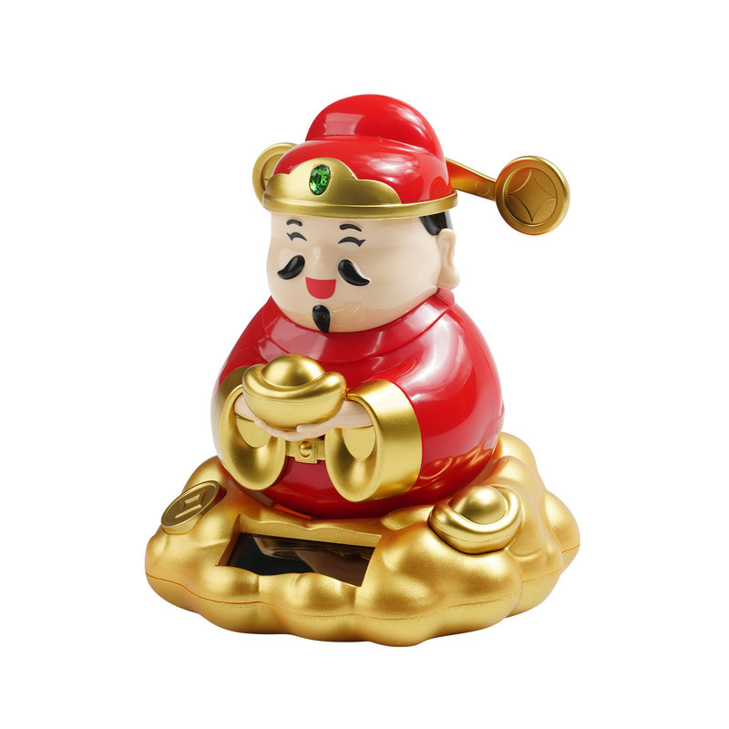国潮Q版福袋招财财神爷太阳能桌面摆件商铺开业办公汽车家居喜庆