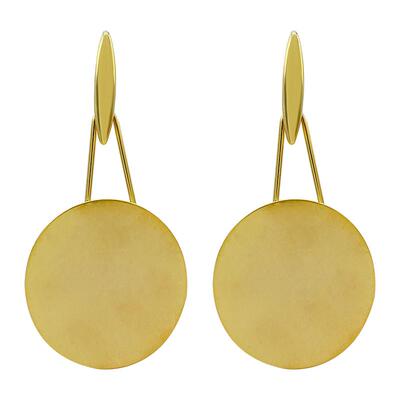 玲秀夸张镀金女银针圆片拉丝耳环