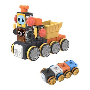 享鹿科技积木拼装车积木玩具车大颗粒防误吞手动拼插车益智力动脑