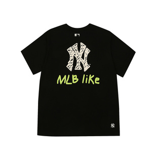 韩国MLB正品新款涂鸦印花短袖男女同款宽松T恤情侣半袖31TS15031