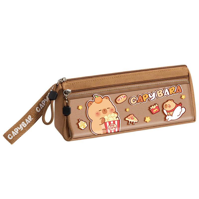 卡皮巴拉三角笔袋大容量铅笔袋小学生2026新款超火文具盒男女孩高颜值文具收纳袋铅笔盒一年级儿童简约笔盒