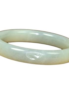 和田玉白底籽料手镯闪青花福镯