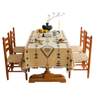 美式田园民族风提花布艺餐桌布茶几电视柜桌布台布高级感家用盖巾