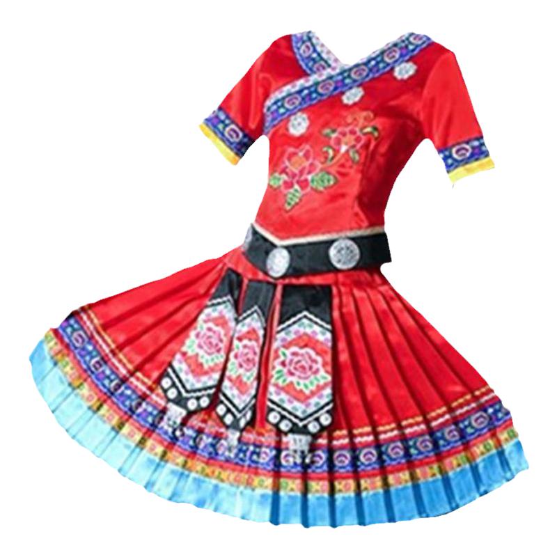 新款少数民族服装苗族百褶裙演出服薄款广西壮族三月三舞蹈表演服