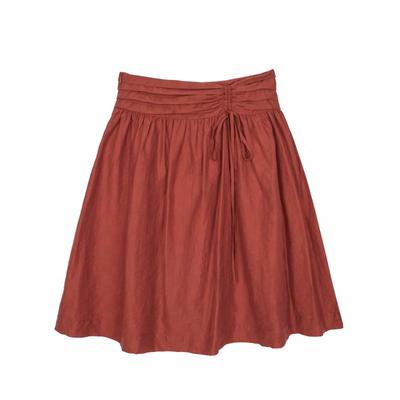 LLANO法式轻盈塔克褶半裙天丝莫代尔中裙小个子过膝小a裙子女秋季