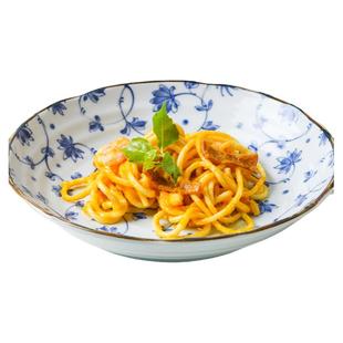 小鹿田烧日本进口有古窑陶瓷白唐草饭碗菜盘碟釉下彩日式餐具面碗