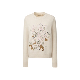 【金陵家宴】VGRASS维格娜丝春季新款羊毛珠绣嵌提圆领针织衫女