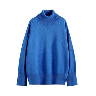 2025秋冬年新款慵懒风毛衣女加厚高领宽松外穿百搭黑色日系针织衫